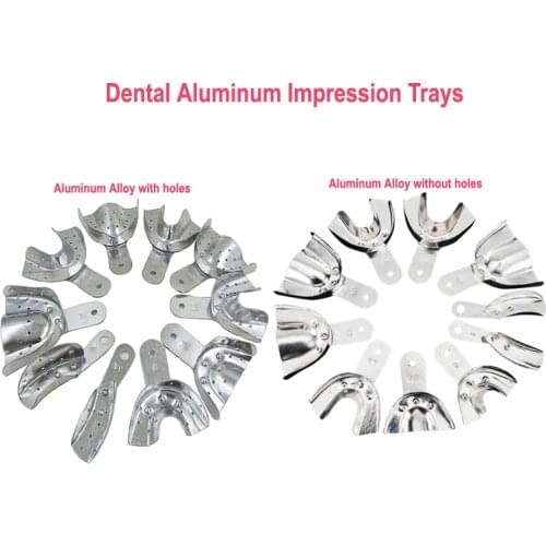 Dental Aluminum Alloy Impression Trays Without Holes And Holes 2 Types