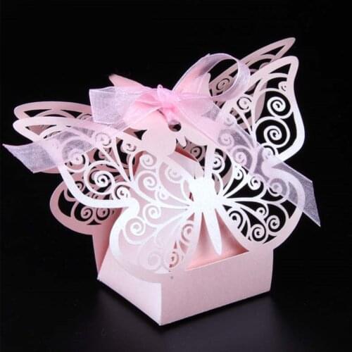 50Pcs Butterfly Gift Paper Boxes Creative Laser Cutting Wedding Candy Box Chocolate Cartoon Wedding Decorative Supplies