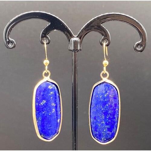 Medium-sized 15x30mm Natural Stone Amethyst Opal Rose Quartz Geometric Dangle Earrings