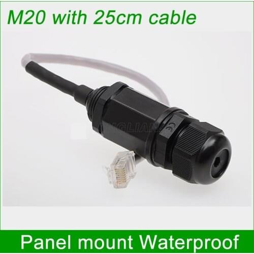 M20 RJ45 Network connector with 25cm cable Panel mount IP67 waterproof Outdoor AP box interface Wireless Base Stations shield