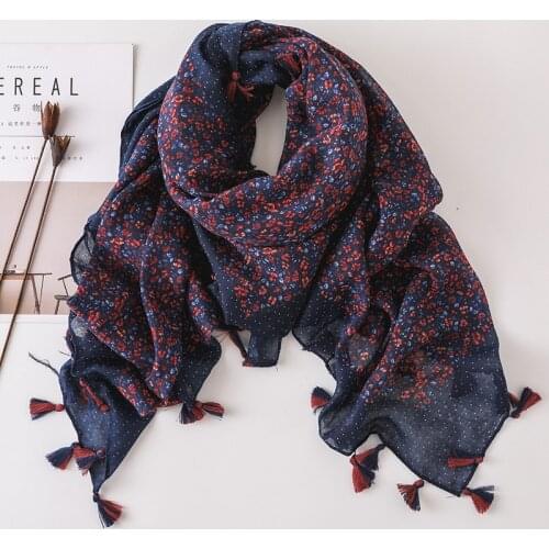Fashion Aztec Ethnic Polka Floral Tassel Viscose Shawl Scarf Lady Print Soft Wrap Headband Bufandas Muslim Hijab Sjaal 130*130Cm