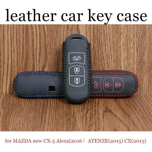 Only Red factory promoted car key case leather hand sewing car key cover fit for MAZDA new CX5 Alexa(2016) ATENZE(2015) CX(2013)