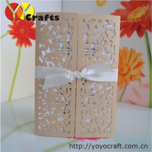 Unique invitation cards laser cut wedding supplies, elegant luxury wedding invitations with leaves design