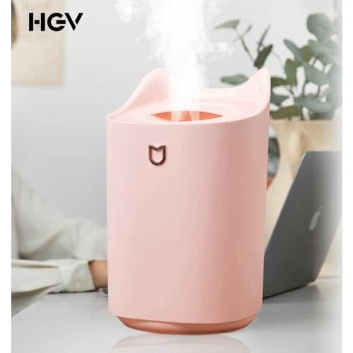 Car Air Humidifier Catroon USB Dual Nozzle Spray Larger Capacity Silent With Light Night Led Lamp Fragrance Purifying Anti Dry
