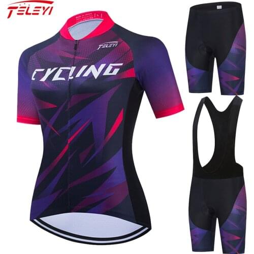 TELEYI Womens Cycling Clothing Roupa Jersey Sets Green Short Pants Outdoor Uniform Suits Summer Go Pro Team Bike Breathable#21