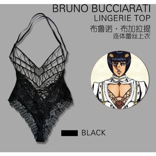 Anime JoJos Bizarre Adventure Golden Wind Bruno Bucciarati Lingerie Lace Top Inner Jumpsuits T Shirt Tee Cosplay Prop Costume