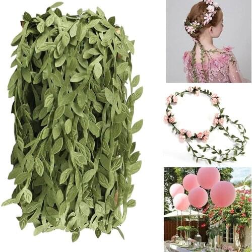 10 Meter Silk Leaf-Shaped Handmake Artificial green Leaves For Wedding Decoration DIY Wreath Gift Scrapbooking Craft Fake Flower