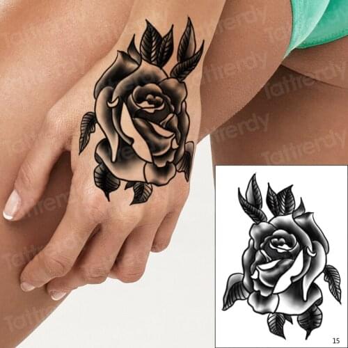 10pcs/lot temporary tattoo flower waterproof hand rose tatoo fake henna stickers for hands women mandala tattoo black indian