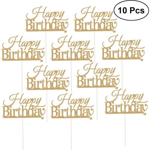 10Pcs Happy Birthday Cake Topper Cardboard Happy Birthday Cake Topper For Baby Shower Cake Flags Personalized Cake Decoration