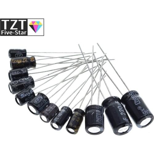 120pcs 1set of 120pcs 12 values 0.22UF-470UF Aluminum electrolytic capacitor assortment kit set pack
