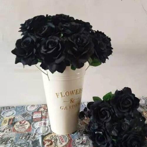 50Cm Black Artificial Roses Branch Flowers Wedding Home Decoration Flannel Fabric Cute Pink Fake Flowers 12 Colors Girl Gift