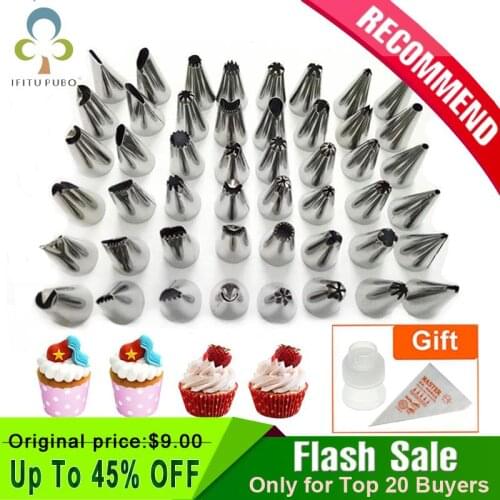 59Pcs/set Cake Decorating Good Quality Stainless steel Icing Piping Nozzles Pastry Tips Set Cake Baking Tools Accessories GYH