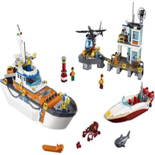 844pcs 10755 City Series Coast Guard Headquarters 60167 Childrens Building Block Toy Gifts