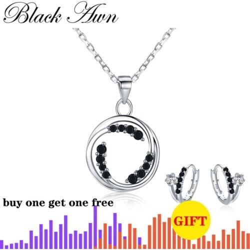 [BLACK AWN] Classic 925 Sterling Silver Necklace for Women Round Necklace Pendants Female Bijoux Silver 925 Jewelry K031