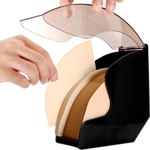 Large Coffee Filter Paper Holder With Acrylic Cover - Coffee Filters Dispenser Rack Shelf Storage Barista Coffee Tools