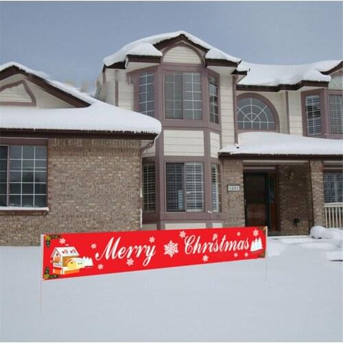 Large Merry Christmas Banner Christmas Hanging Banner Decor Garden Flags For Xmas Outdoor House Party Decorations Supplies