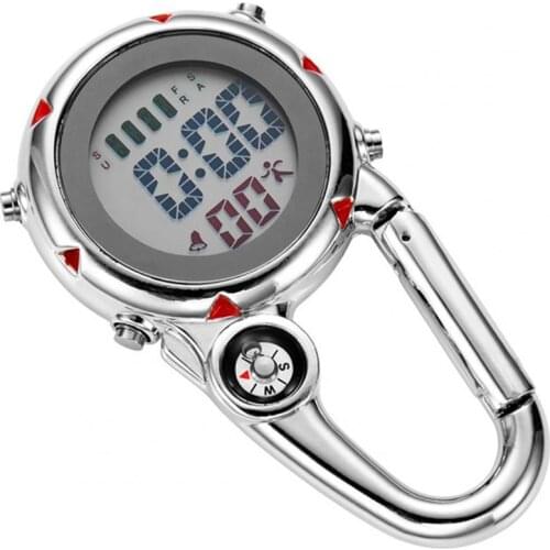 Digital display carabiner watch Luminous multifunctional electronic pocket watch Work and study Compass waist watch Accessories