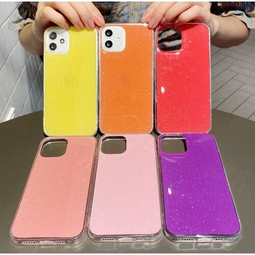 Ottwn Candy Color Bling Glitter Phone Case For iPhone 11 12 Pro Max X XR XS Max 7 8 Plus SE 2020 Soft TPU Silicone Back Cover