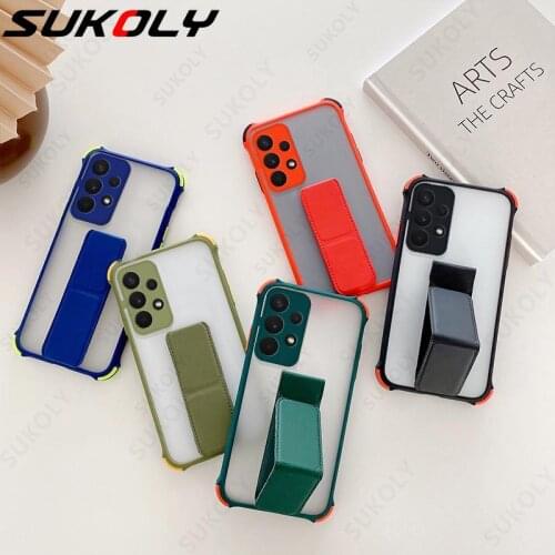 Wrist Strap Stand Phone Case For Samsung A52 A72 A32 A12 A42 A51 A71 S21 S20 FE Note 20 Ultra 10 Plus Soft Holder Magnetic Cover