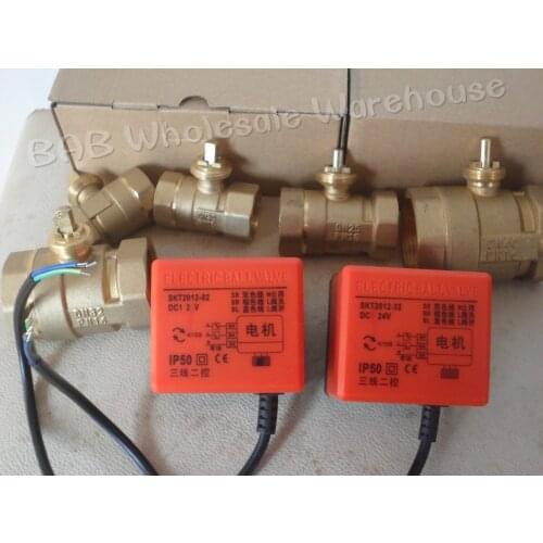 DC24V DC12V DN15(G1/2") to DN50(G2") 2 way 3 wires brass electric actuator motorized ball valve for solar water heater fan coil