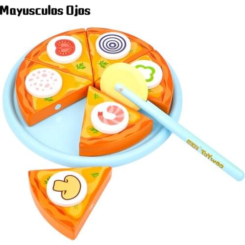 Wooden Cut Fruit Childrens Toys Boys And Girls Vegetables Cut Set Kitchen Cooking House Pizza