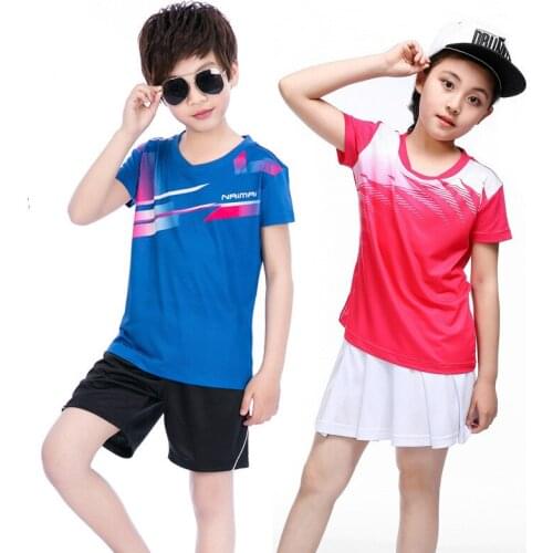 Children Tennis Shirt+shorts(skirt)Sports Jersey Quick Dry Breathable Children Badminton Racing Suit T-Shirt Tennis CLOTHES