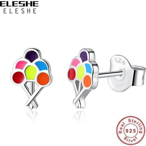 Children Fashion Jewelry 100% 925 Sterling Silver Colorful Enamel Drawing Board Stud Earrings For Girls Party Jewelry