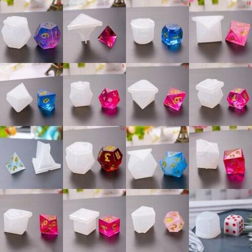 DIY Crystal Epoxy Mold Dice Fillet Shape Multi-spec Digital Game High Mirror Dice Mold Silicone Mould Making