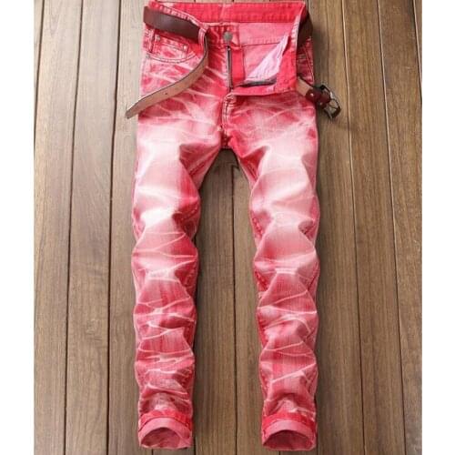 New Vintage Washed Denim Jeans Men Jeans Stretch Homme Trousers Straight Slim Jean Male Pants Colours Jeans