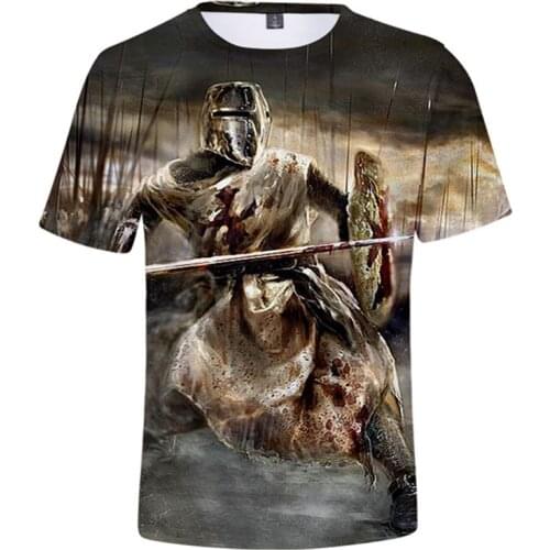 Knights Templar 3D Print T Shirt Knights Templar Fashion Casual T-shirts Men Women Hip Hop Harajuku Streetwear T Shirt Tee Top