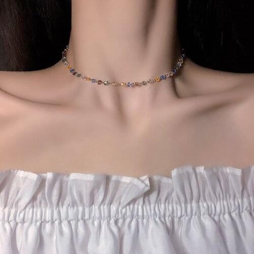 Korean Fashion Multicolor Beaded Chokers Necklace for Women Contrast Color Minimalist Irregular Wedding Party Necklace Jewelry