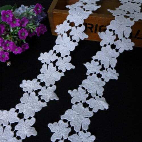 5 Yards New Ivory White Cotton Lace Trim Crochet Flower Water Soluble Trimming Lace DIY Sewing Accessories