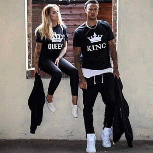 Summer Couple Clothes Women Men T Shirt Funny Lovers Matching Clothes Couple Tee Shirt King Queen Letter Printing
