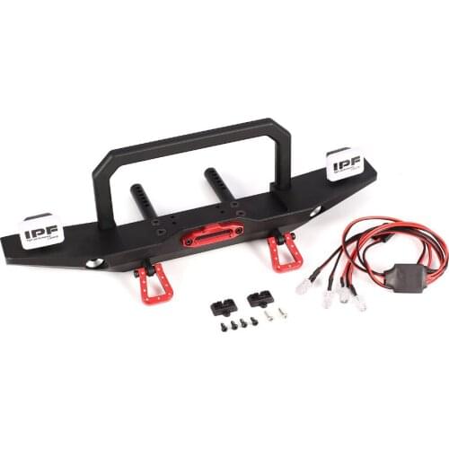 Metal Front Bumper + LED Light RC Car Parts Accessories for 1/10 Scale Axial 4WD SCX10 Traxxas TRX-4 D90 RC Rock Crawler