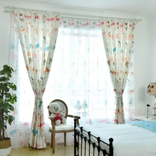 Cute Animal Curtain For Children Kids Living Room Cartoon Linen Drapes for Bedroom Kitchen Boys and girls