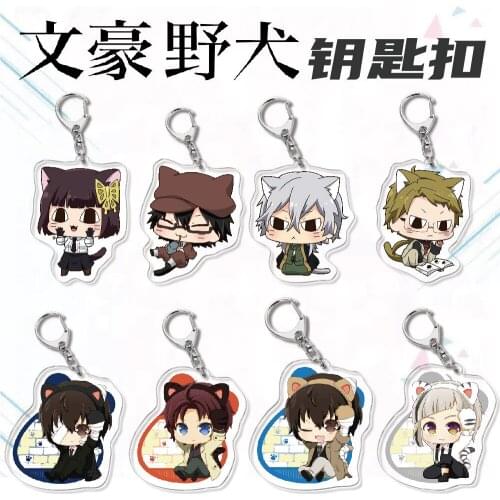 Cartoon Keychain Man Bungo Stray Dogs Key Chain Women Pendant Key Ring Chain for Pants Jewelry Kids Cute Key Holder Metal Brelok