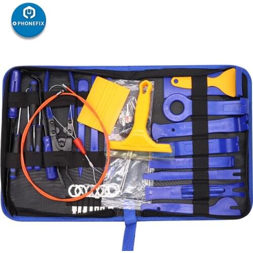55pcs Car Trim Removal Tool Set Car Terminal Stereo Remover Auto Clip Pliers Fastener Remover Pry Kit Car Upholstery Repair Kit