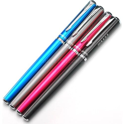 10 PCS Hero 3266 Metal Thin Fountain Pens Set Fine Nib Silver Trim 360 Degree Inking Pens Office School Writing Gift Pen