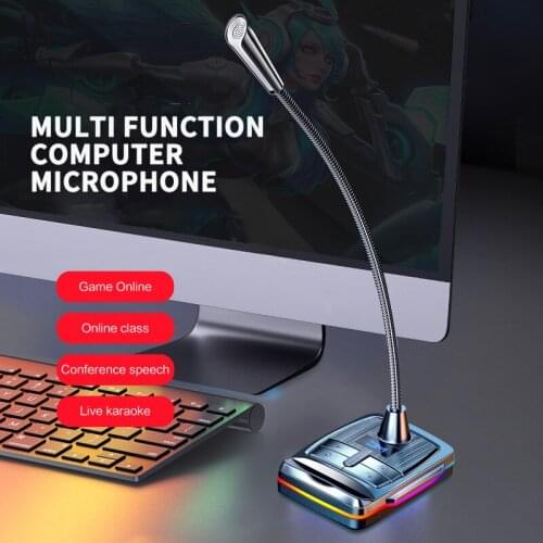 New Upgrade USB/3.5mm Computer Microphone 360° Adjust Studio Speech Microphone Gaming Chatting For Desktop PC Laptop LED Mic