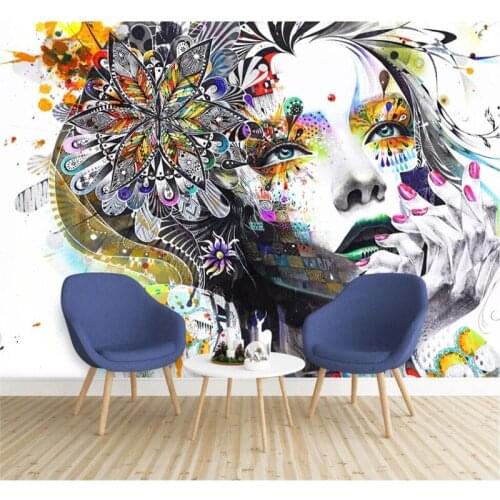 Custom wallpaper mural photo wall hand drawn sketch personality art abstract avatar mural background wall decoration painting