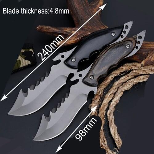 LAOGOU Hunting Knife for Camping Tools Multifuntional Tactical knives Full or Serrated Fixed Blade Knife with Nylon Bag Cover