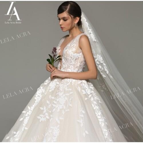 Fairy Appliques A-Line Wedding Dress Fashion Sleeveless Backless Bridal Gown 2021 Lace Princess Lela Acra EL23 Vestido De Novia