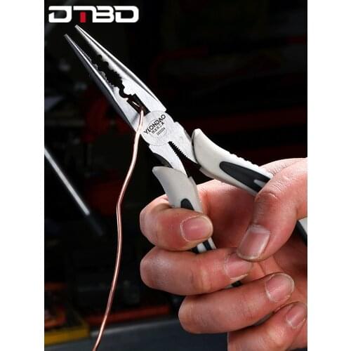 DTBD 6" 7" 8" Electrician Pliers Crimping Tools Nippers Cable Wire Stripper Long Nose Pliers with Shear Function