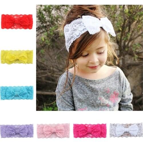 Baby girl headband Infant hair accessories band bows newborn Headwear tiara headwrap hairband Gift Toddlers Lace clothes