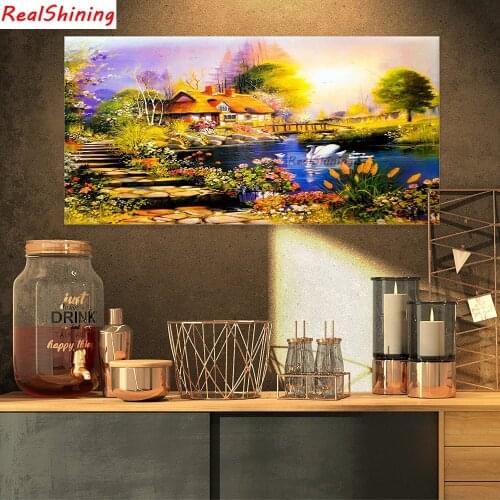 Large size picture Lakeside scenery diamond Embroidery diy diamond painting mosaic painting 3d cross stitch H2464