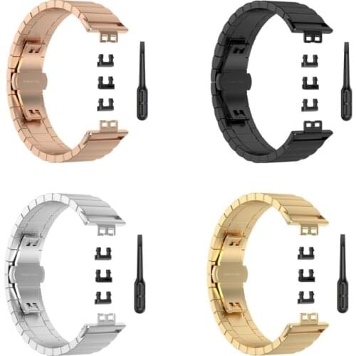 Metal Stainless Steel Watch Band Replacement Wrist Strap with Tool for Huawei Watch Fit 1.64" Vivid AMOLED Display Smart Watch