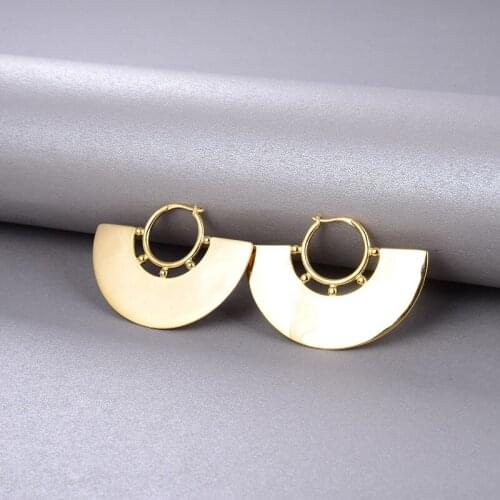 2021 Retro Elegant Simple Personality Design Exaggerated S925 Silver Fan Earrings 18k Gold Plated
