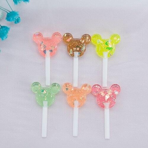 Lollipop Earring Charms 10pcs/lot Cute Cartoon Candy DIY Resin Cabochon Jewelry Pendant Flatback Homemade Girl Friendship Gift