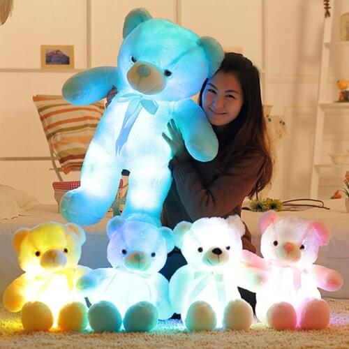 50cm Luminous Light Up LED Plush Teddy Bear Glowing Bears Cute Neon Toy Pillow Doll Kids Toys Plushies Kawaii Stuffed Animals