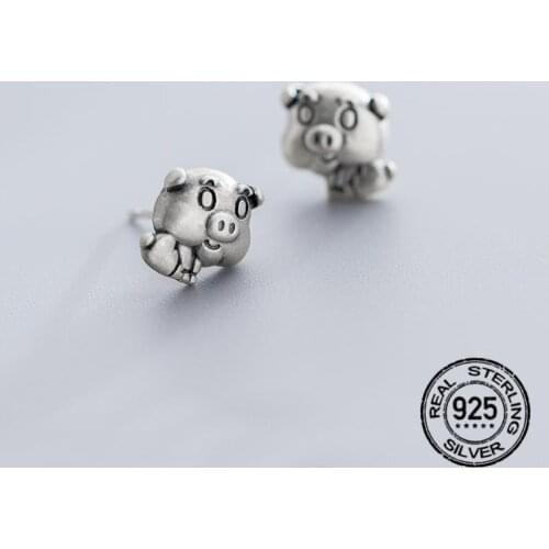 Pig Earrings 925 Sterling Silver For Women New Hot Sale Retro Korean Fashion Student Gifts Girlfriend Jewelry Accessories INEFFA
